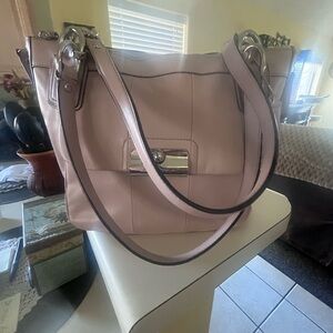 Coach Light Pink Shoulder Bag with Silver Accents